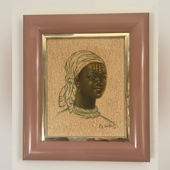 Original Oil Painting Nbele Bantu Girl 70s African Signed Fobis 12” x 14” - Picture 1 of 7